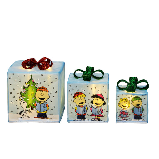 Peanuts 8 10 12in Peanuts PreLit LED Presents Printed Carolers, Blue