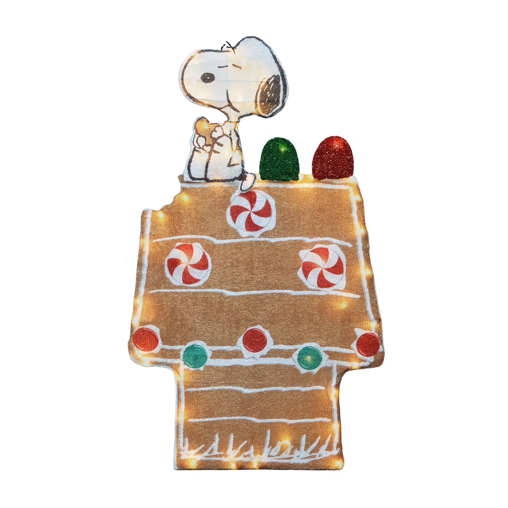 Peanuts 36in Peanuts L2D LED PreLit  Snoopy and Gingerbread Doghouse, Multi