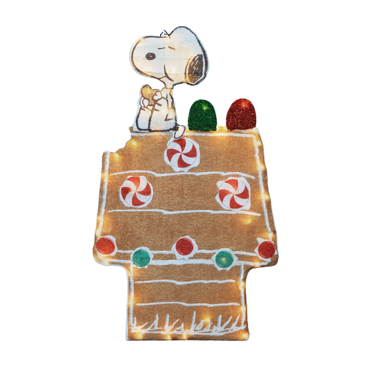 Peanuts 36in Peanuts L2D LED PreLit  Snoopy and Gingerbread Doghouse, Multi