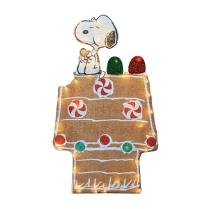 Peanuts 36in Peanuts L2D LED PreLit  Snoopy and Gingerbread Doghouse, Multi