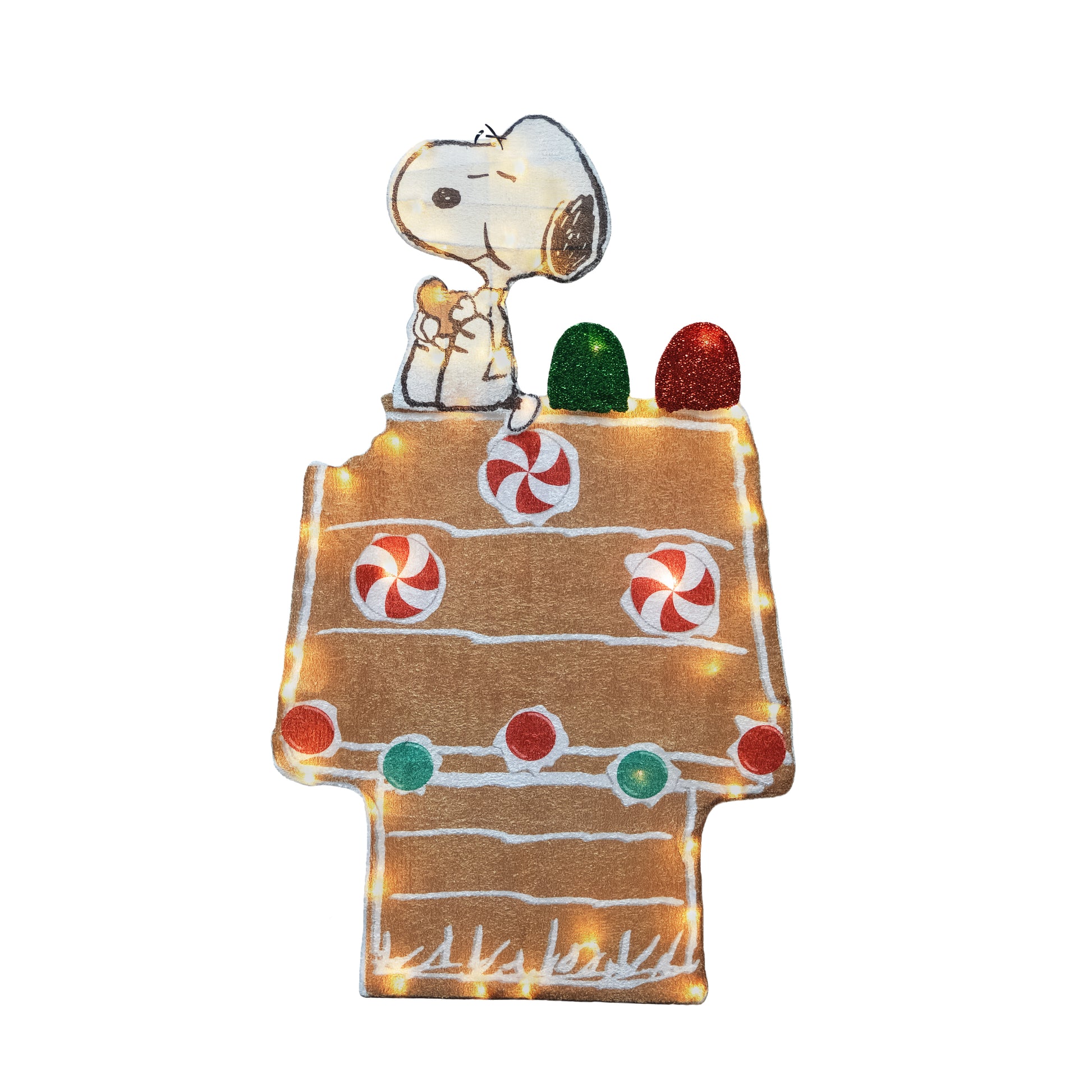 Peanuts 36in Peanuts L2D LED PreLit Snoopy and Gingerbread Doghouse image 3