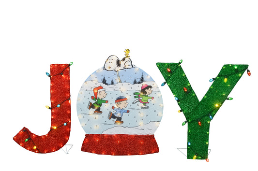 Peanuts 36in Peanuts S/3 JOY Snowglobe with Skaters and Snoopy, Red