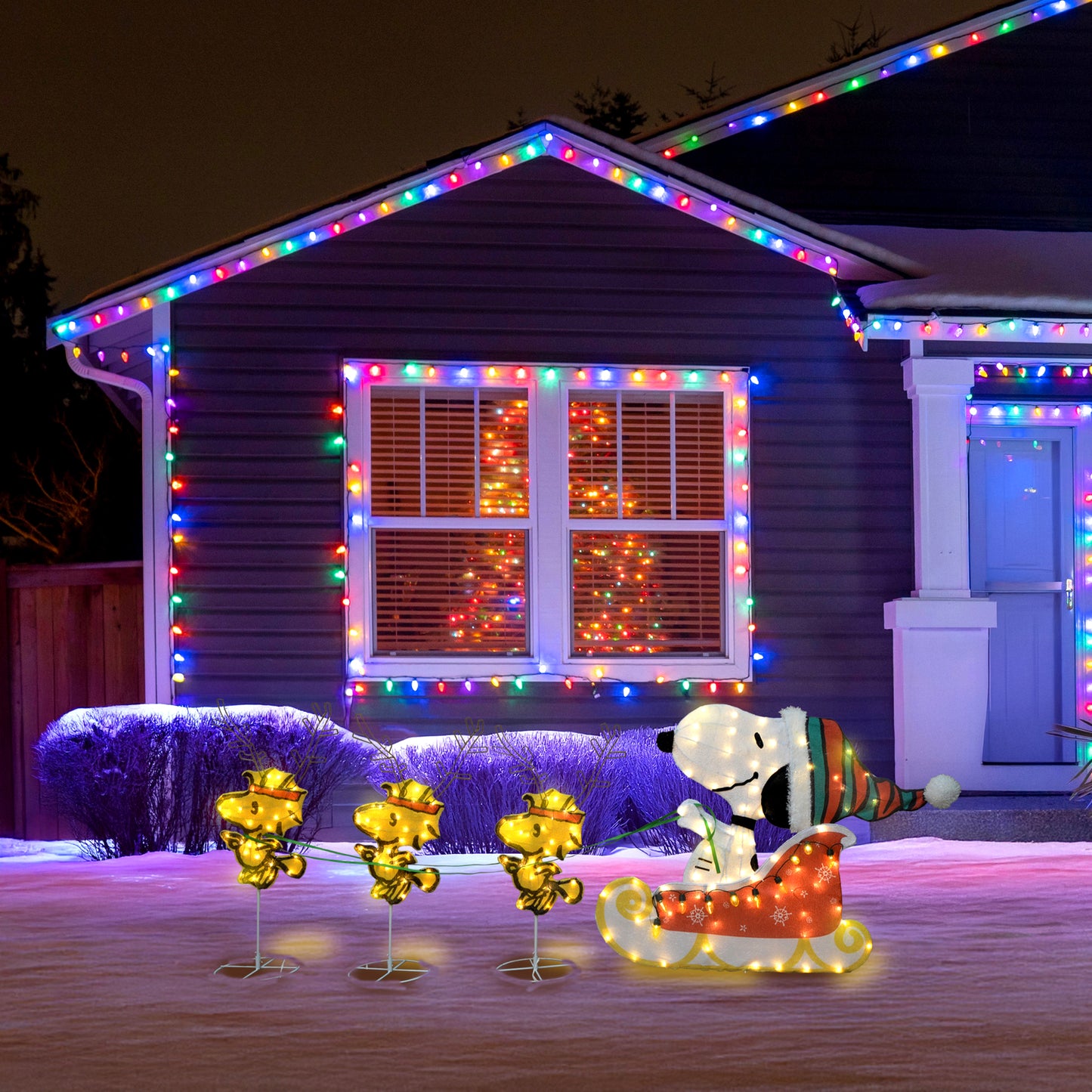 Peanuts 30in Peanuts 2D Sleigh with Snoopy and Woodstock lifestyle