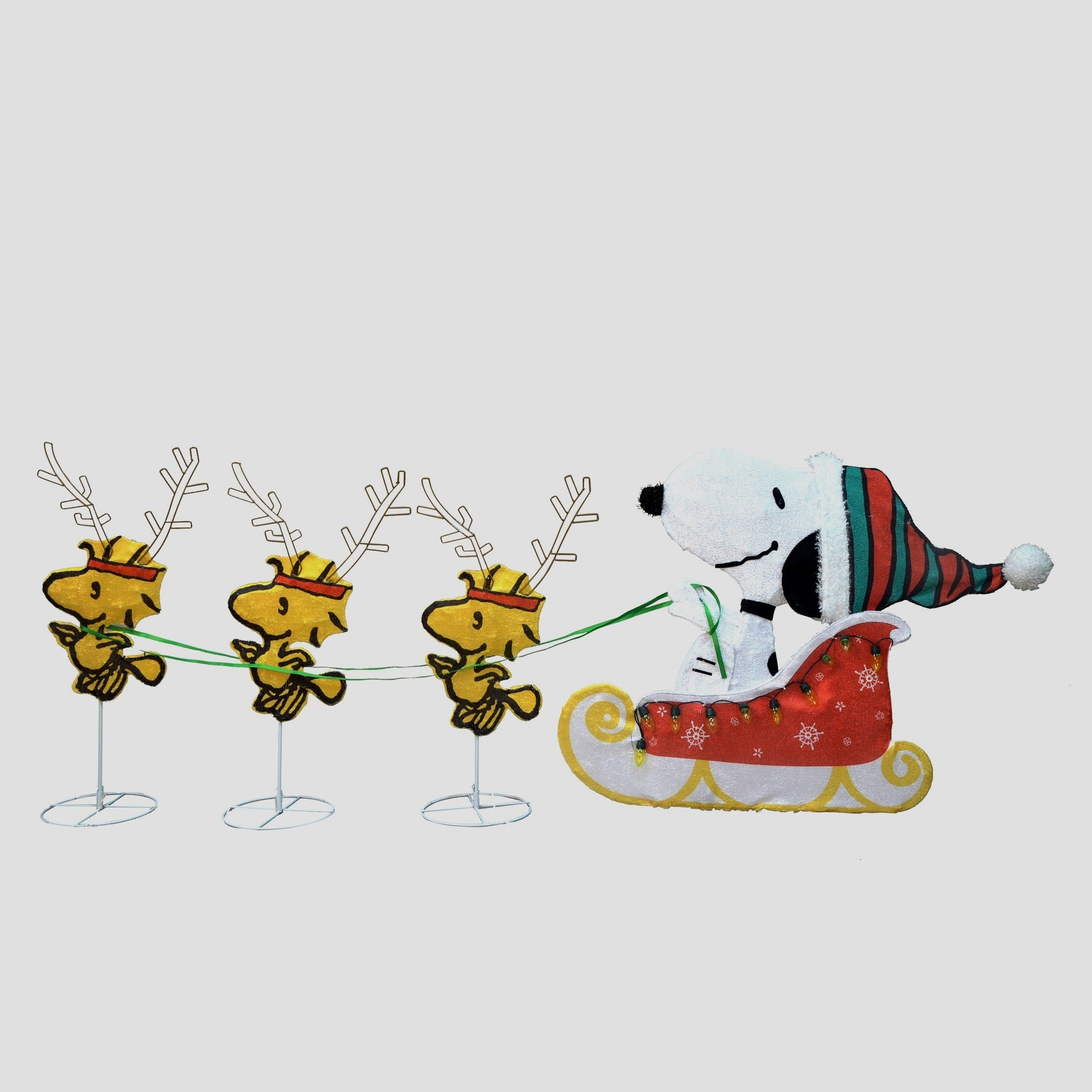 Peanuts 30in Peanuts 2D Sleigh with Snoopy and Woodstock, Red