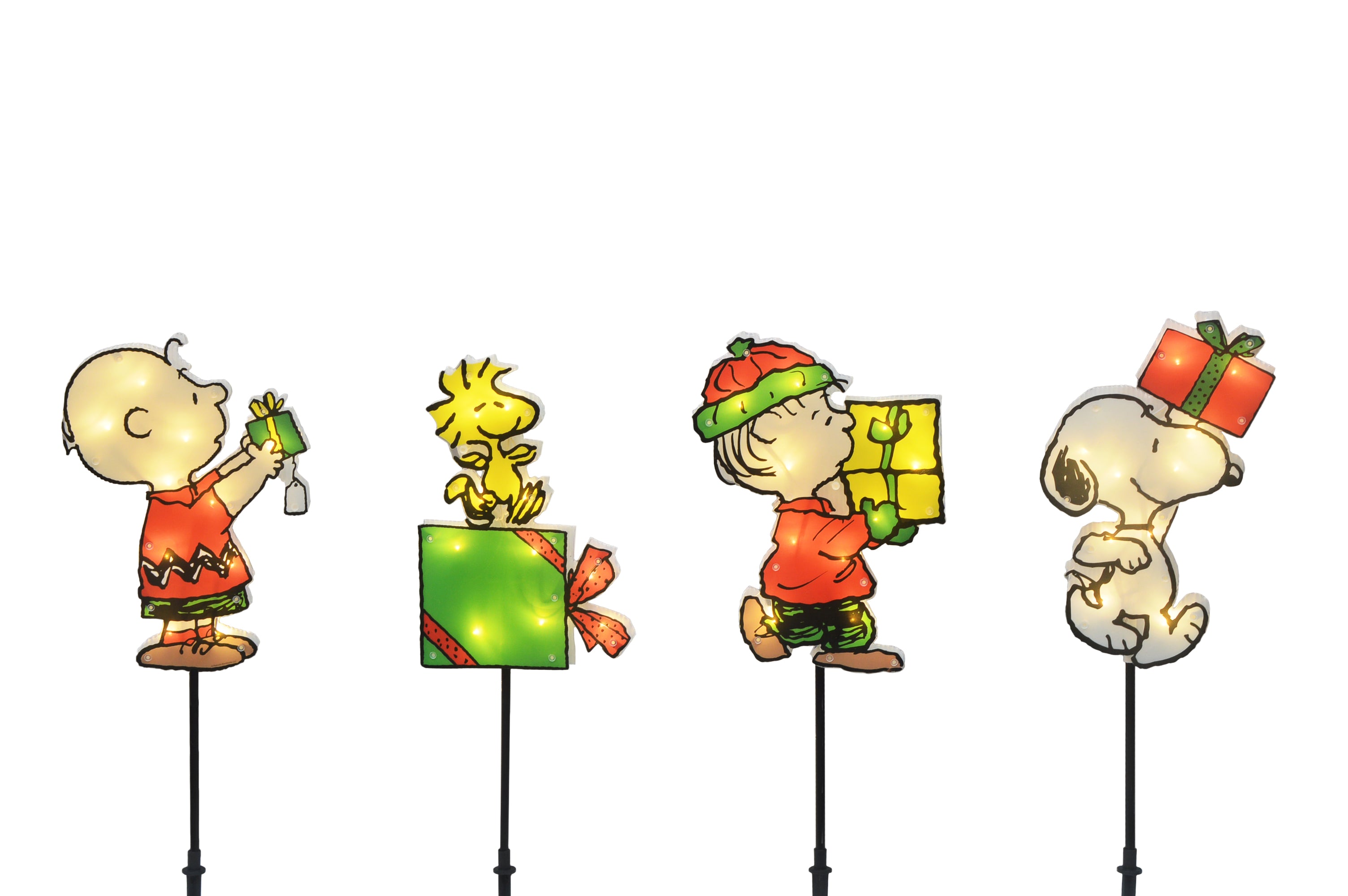 Peanuts 26in Peanuts 4PC Peanuts Gang with Presents Pathway Markers , Red