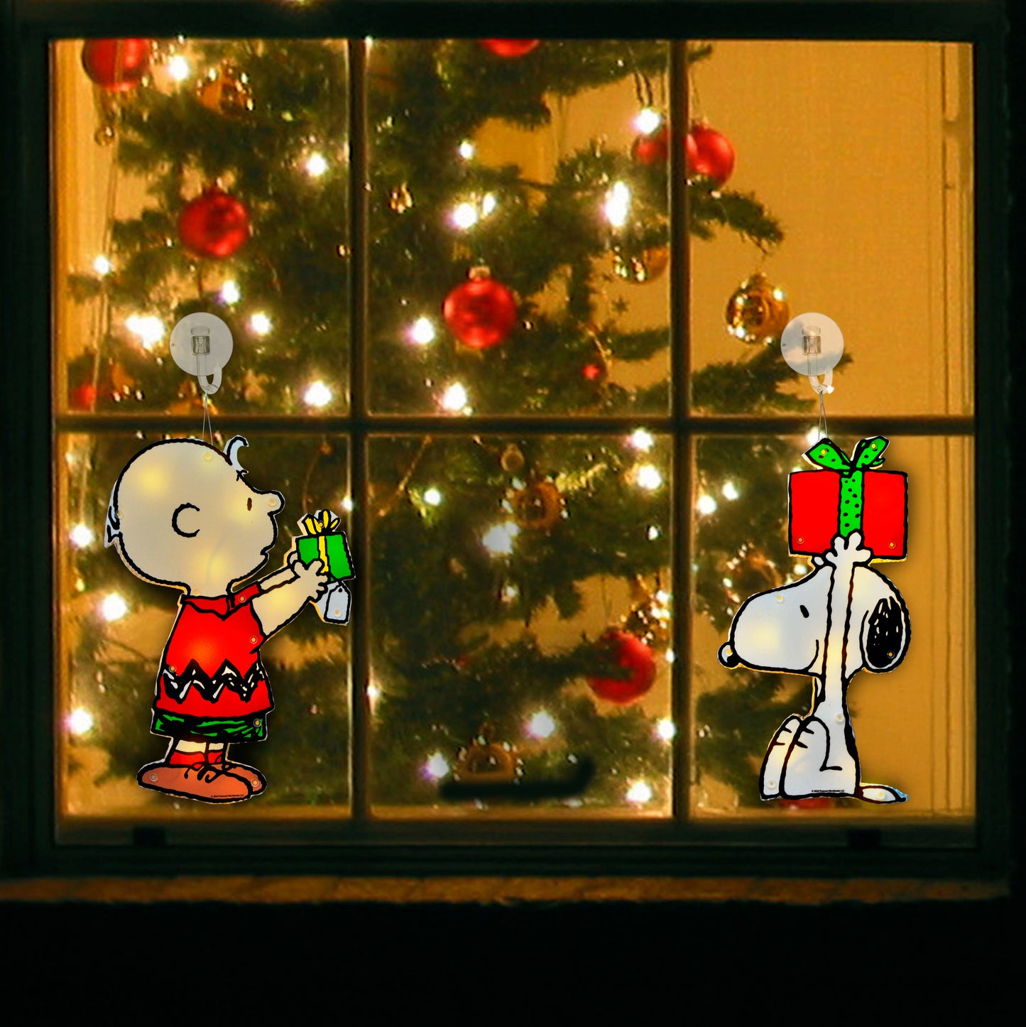Peanuts 12in Peanuts 2 PC PreLit LED Holiday Window Décor Snoopy and Charlie Brown lifestyle