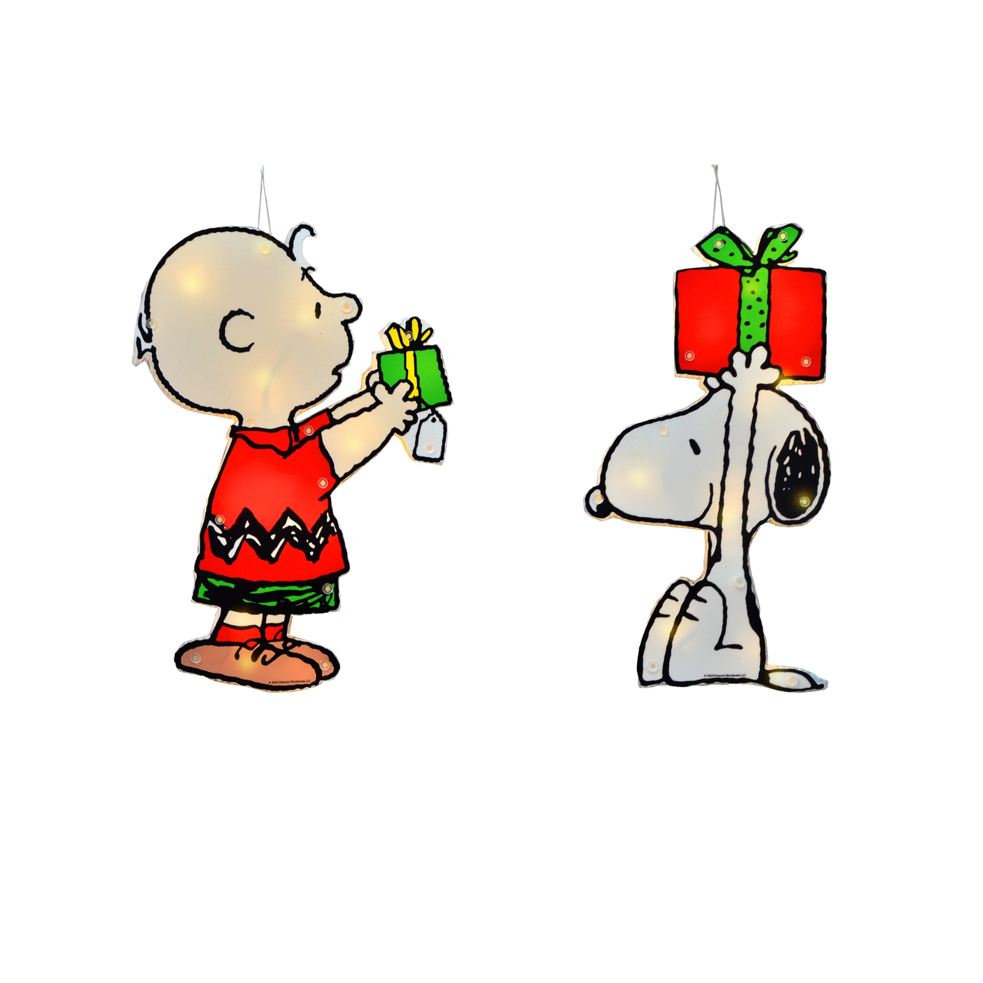 Peanuts 12in Peanuts 2 PC PreLit LED Holiday Window Décor Snoopy and Charlie Brown