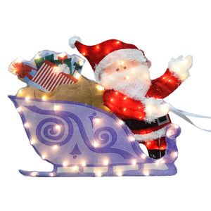 Rudolph  Rudolph L2D PreLit Yard Art Sleigh w Reindeer, Purple