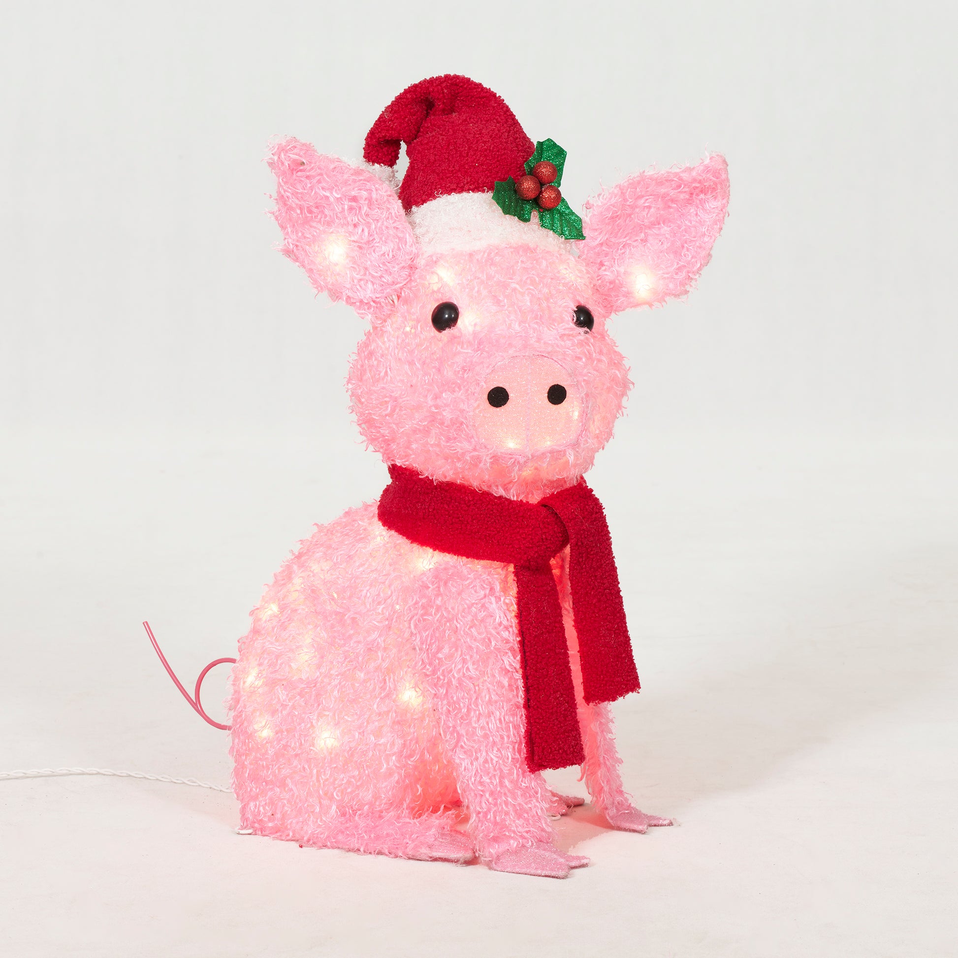 22-Inch Plush Pig Christmas Décor