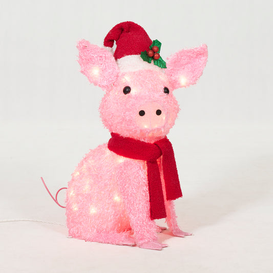 22-Inch Plush Pig Christmas Décor