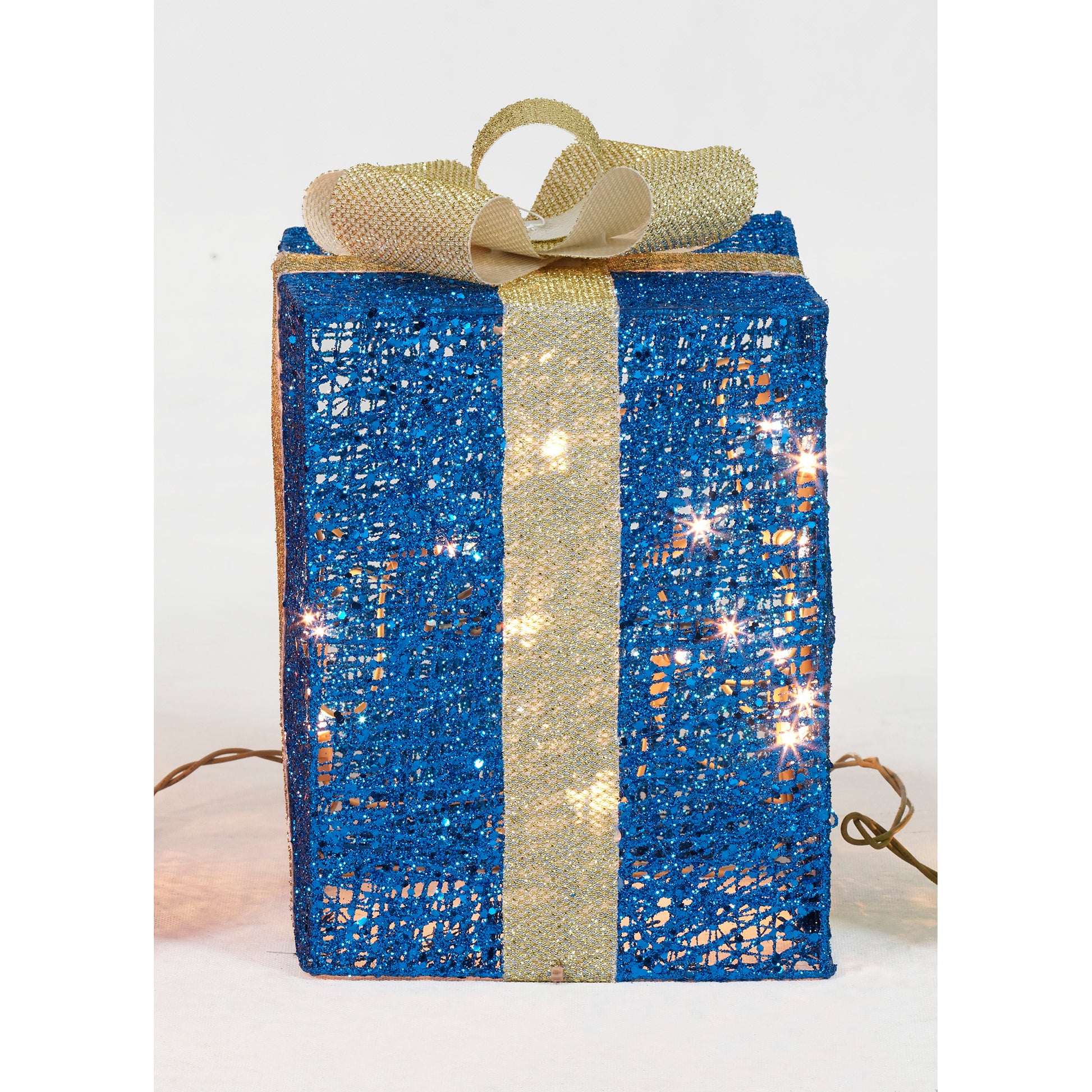 Set of 3 Glittering Thread Gift Box Sculpture Christmas Décor image 3