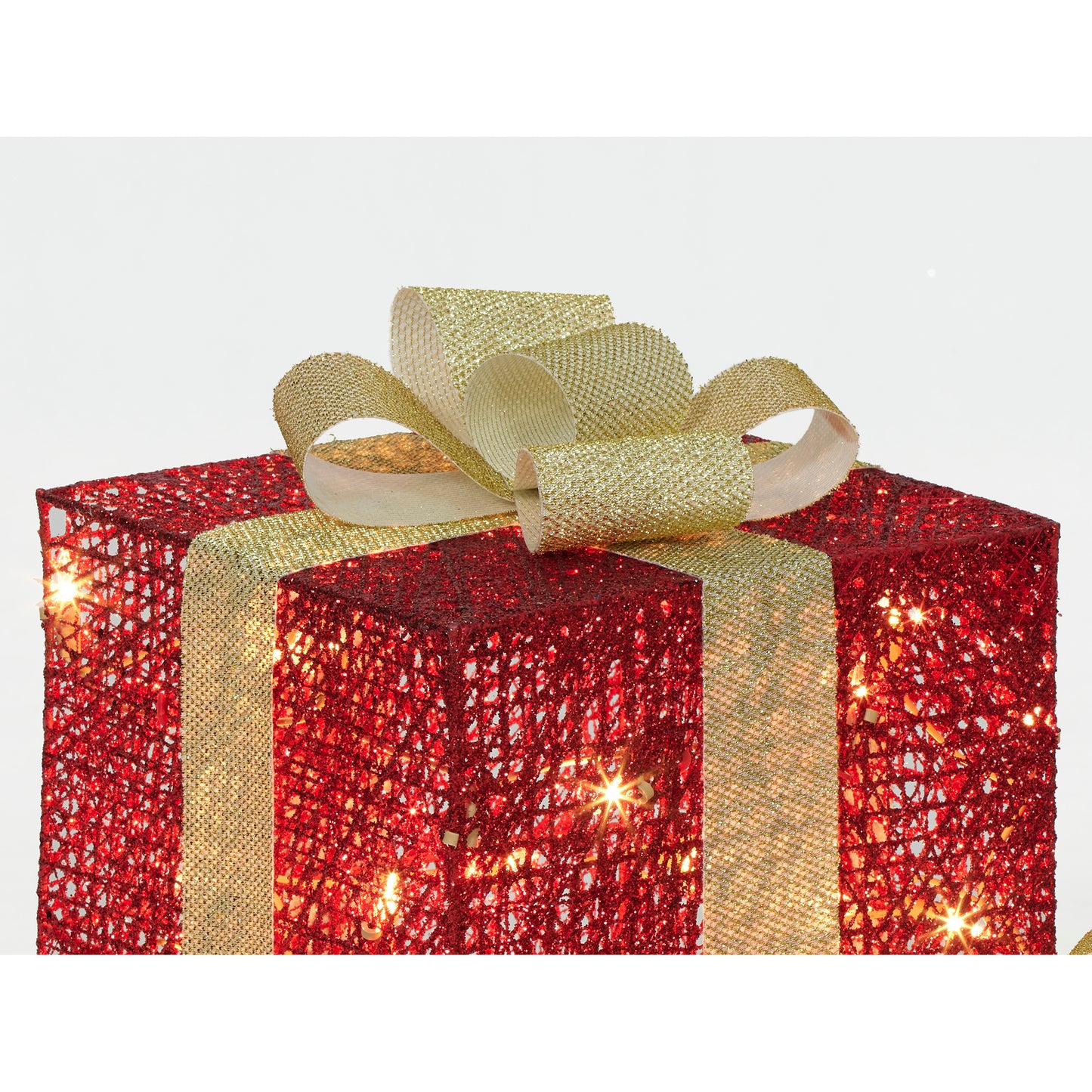 Set of 3 Glittering Thread Gift Box Sculpture Christmas Décor image 6