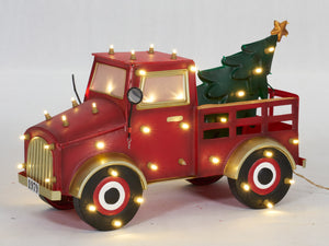 27" UL LED Truck With Christmas Tree Sculpture