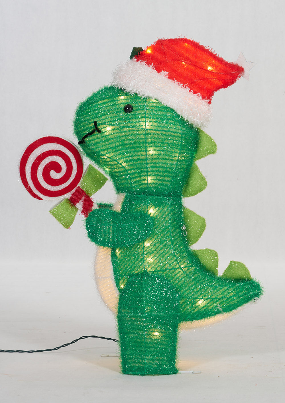 26-Inch Dinosaur With Peppermint Sculpture Christmas Décor image 3