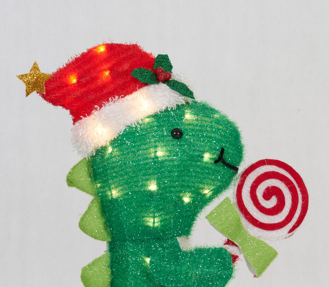 26-Inch Dinosaur With Peppermint Sculpture Christmas Décor image 4