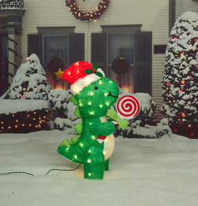 26" UL Dinosaur With Peppermint Sculpture