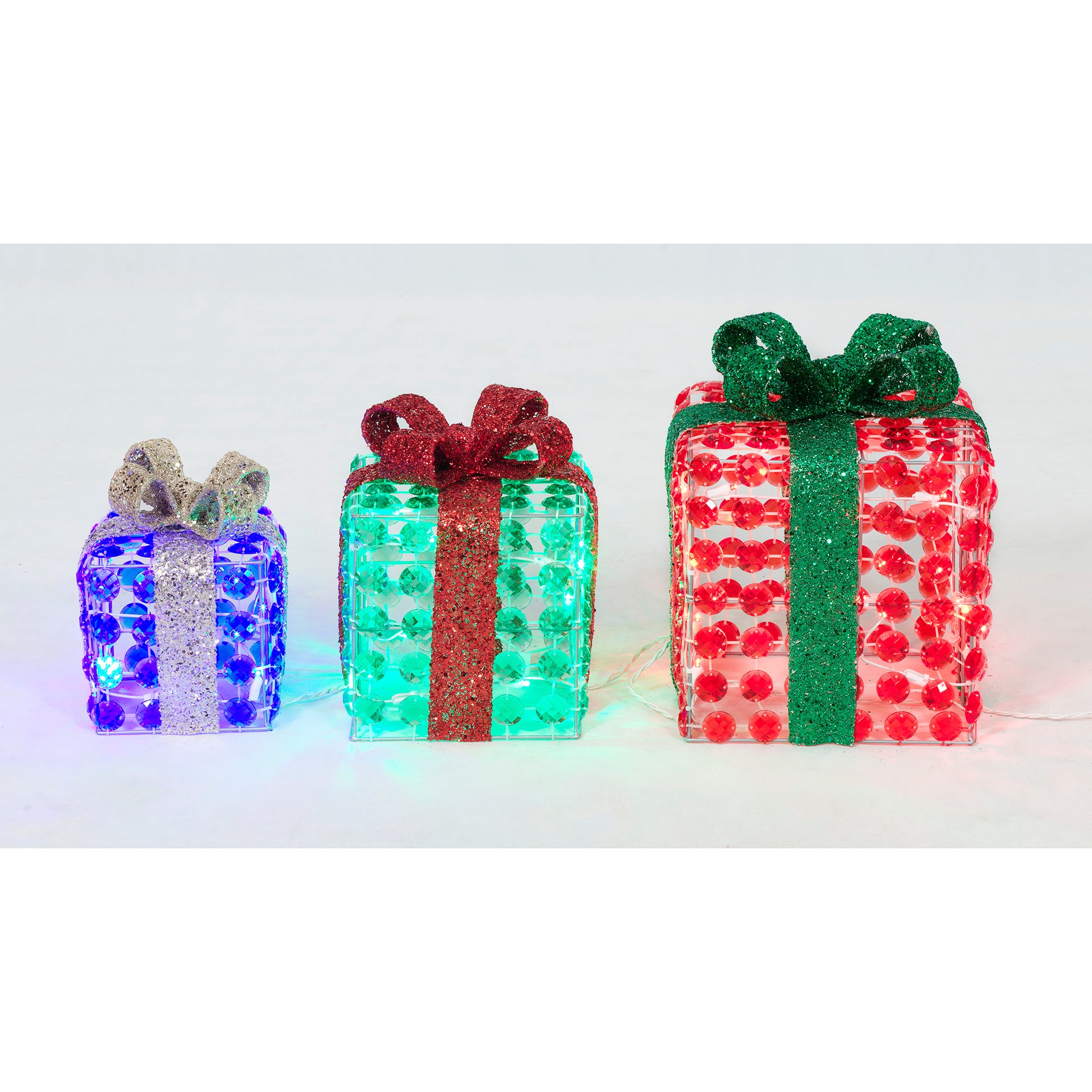 Set of 3 Random-Twinkle LED Diamond Beads Gift Box Sculpture Christmas Décor image 3