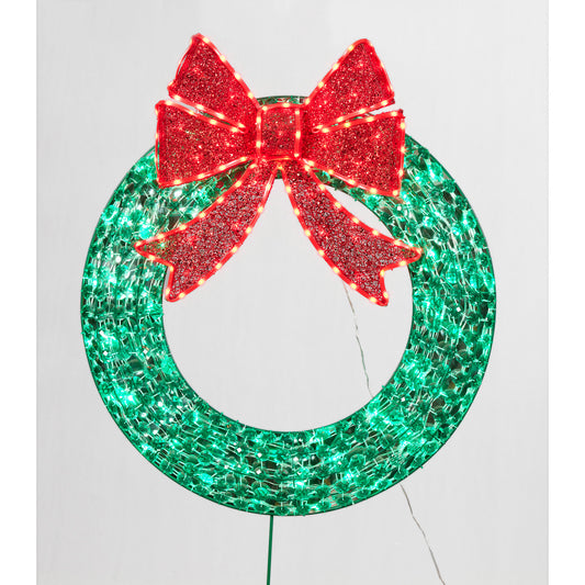 36-Inch Random-Twinkle LED Diamond Beads Wreath Sculpture Christmas Décor