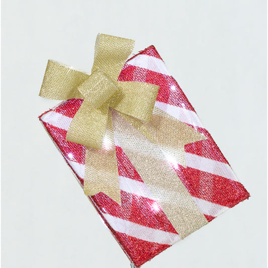 42-Inch Stacked Gifts Tinsel Fabric Stacked Gift Box Christmas Décor image 2