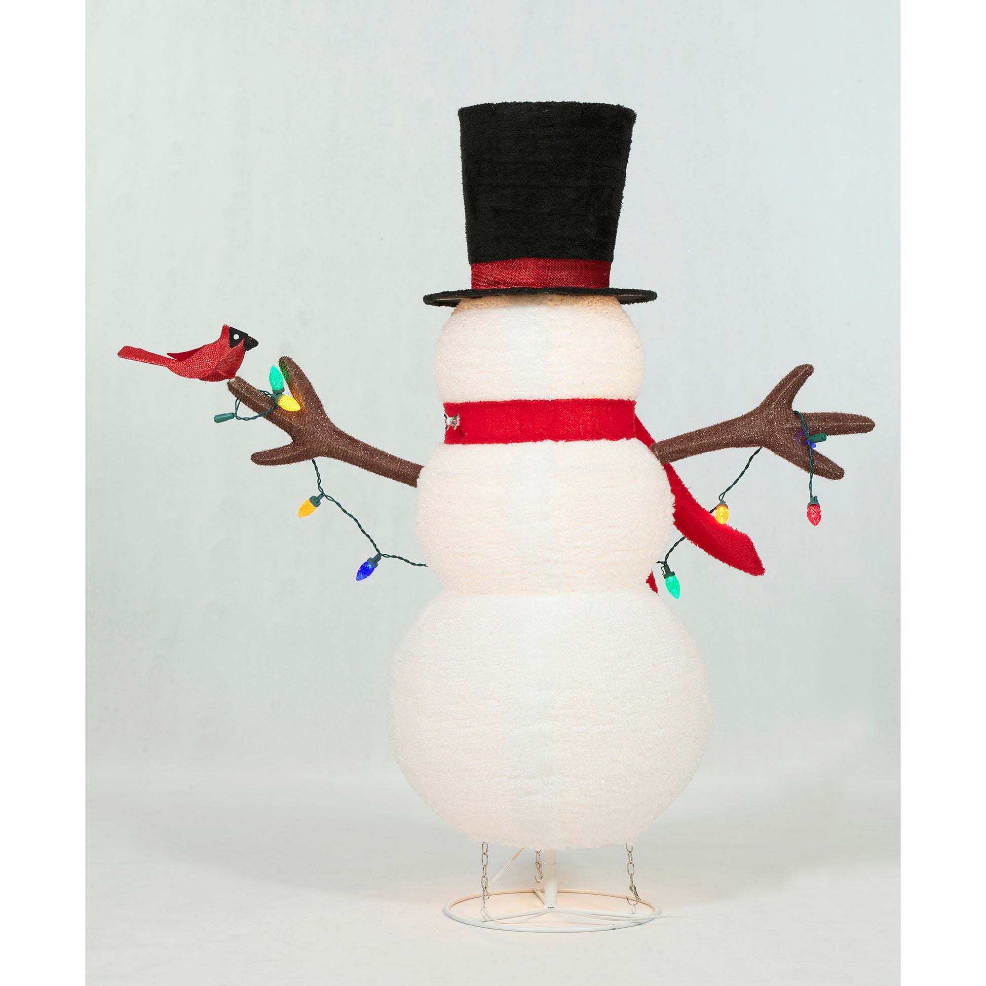 48-Inch Pop Up Fluffy Snowman With String Lights Sculpture Christmas Décor image 4