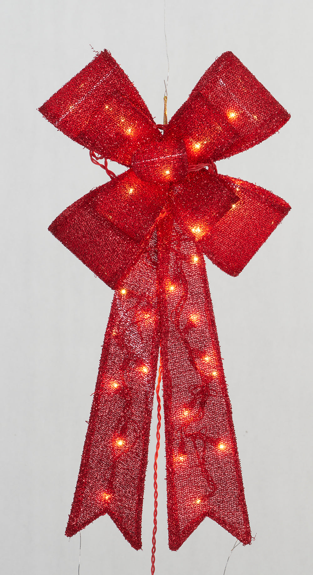 24" UL Glittering Fabric Bow Sculpture - Red