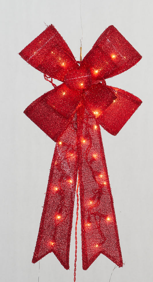 24-Inch Glittering Fabric Bow Sculpture Christmas Décor