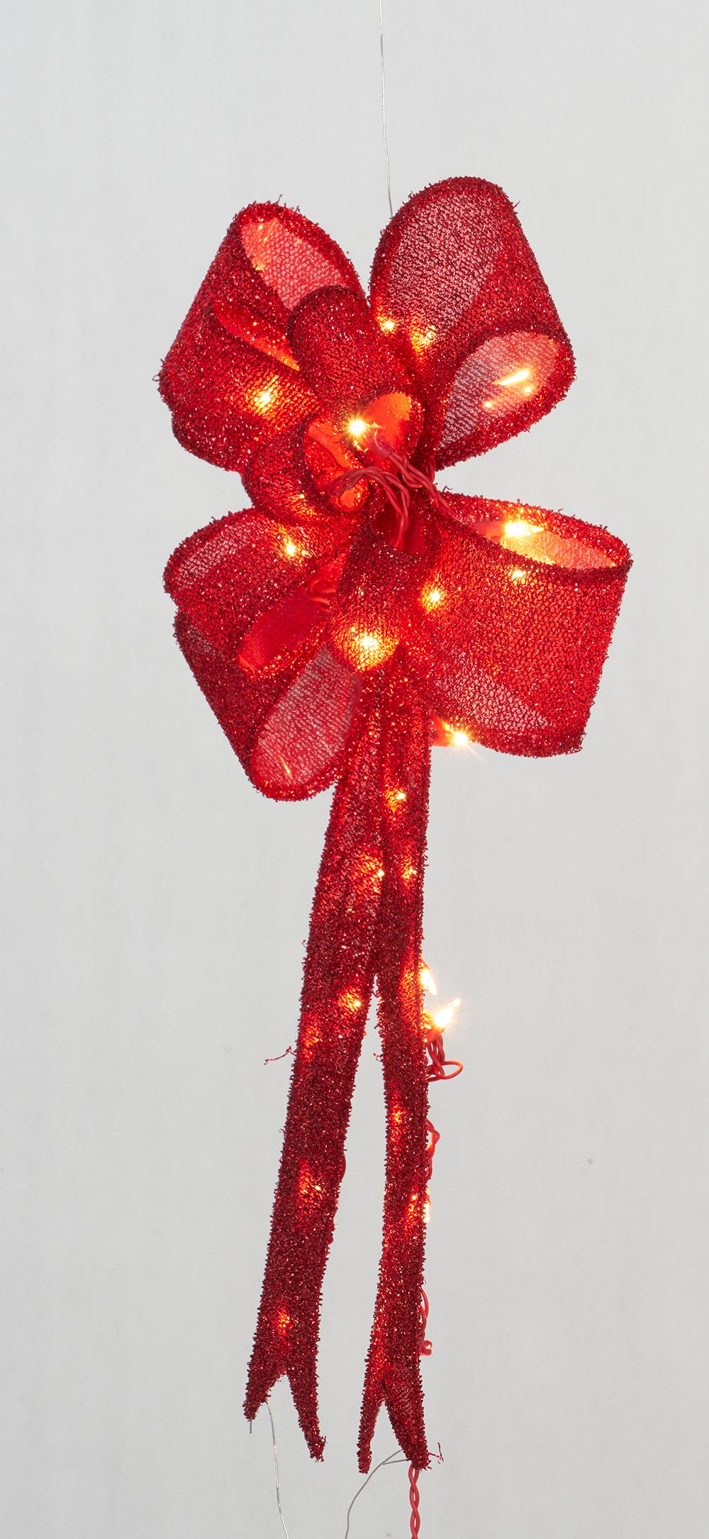 24" UL Glittering Fabric Bow Sculpture - Red