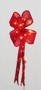 24" UL Glittering Fabric Bow Sculpture - Red