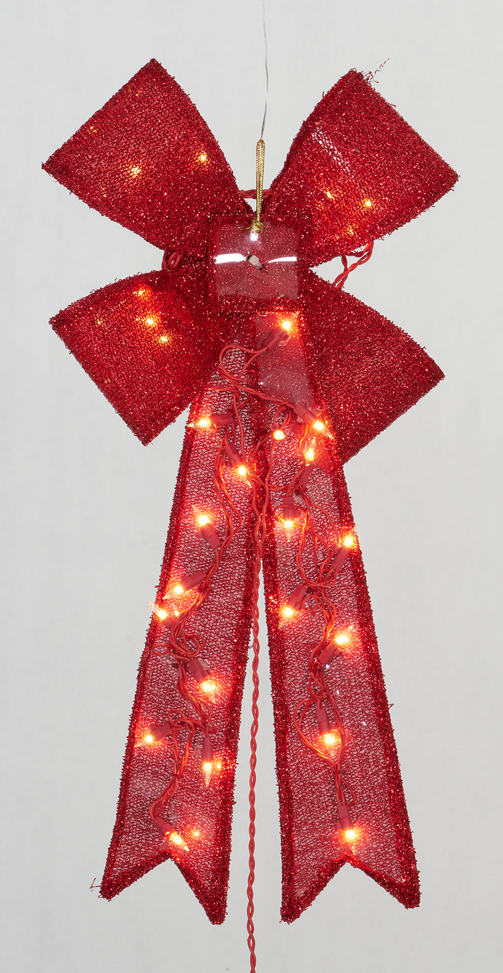 24" UL Glittering Fabric Bow Sculpture - Red