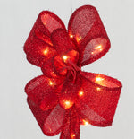 Load image into Gallery viewer, 24&quot; UL Glittering Fabric Bow Sculpture - Red
