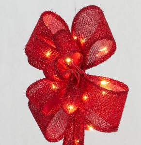24" UL Glittering Fabric Bow Sculpture - Red
