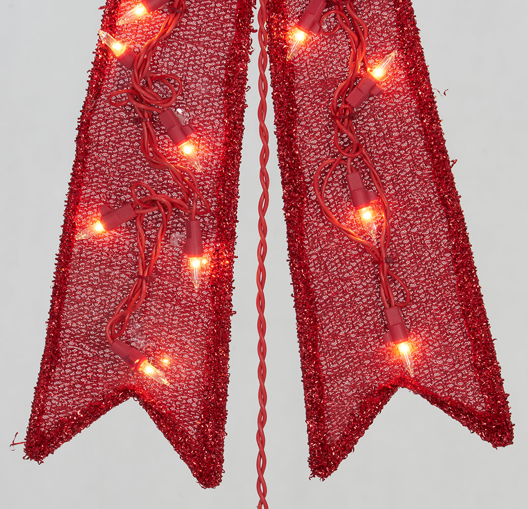 24" UL Glittering Fabric Bow Sculpture - Red