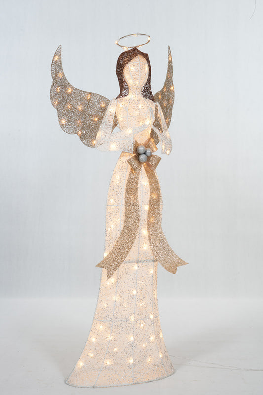 60-Inch Glittering Thread Praying Angel Sculpture Christmas Décor image 2