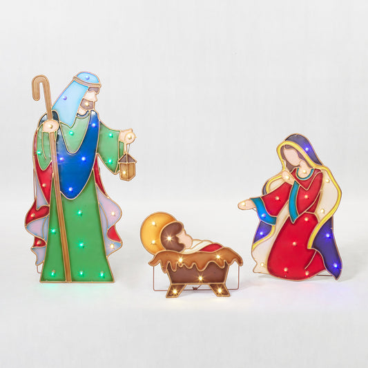 Set of 3 LED Nativity Set Sculpture Christmas Décor
