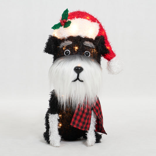 22-Inch Fluffy Schnauzer With Hat Sculpture Christmas Décor image 2