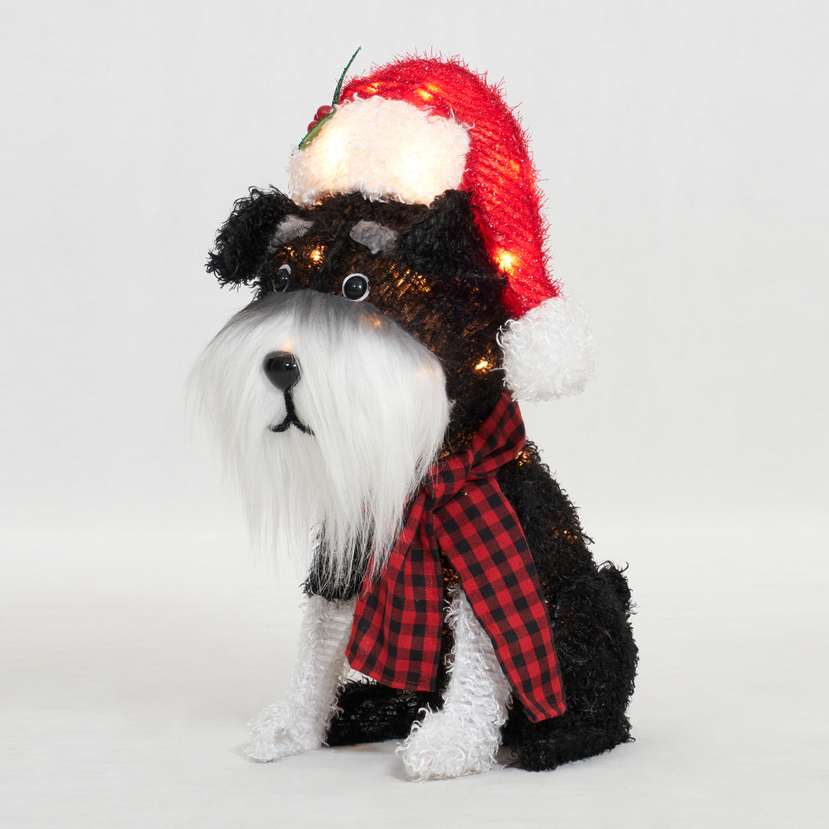 22-Inch Fluffy Schnauzer With Hat Sculpture Christmas Décor image 3