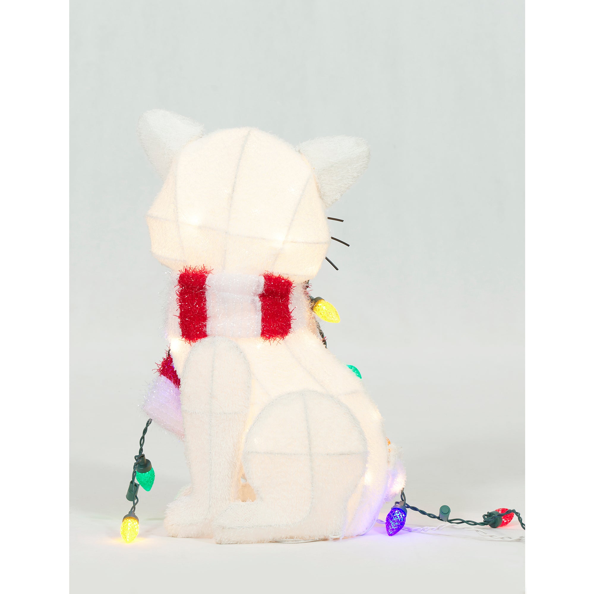 Everstar 20in  Plush Cat With Led String Lights Sculpture, White