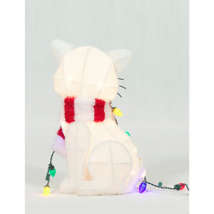 Everstar 20in  Plush Cat With Led String Lights Sculpture, White