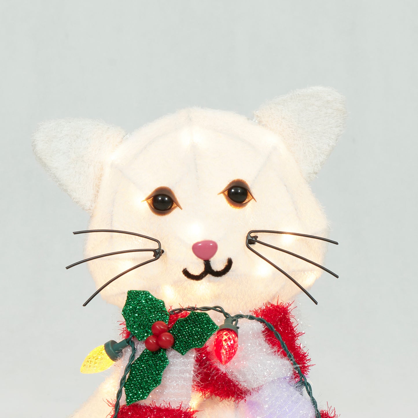 Everstar 20in  Plush Cat With Led String Lights Sculpture, White