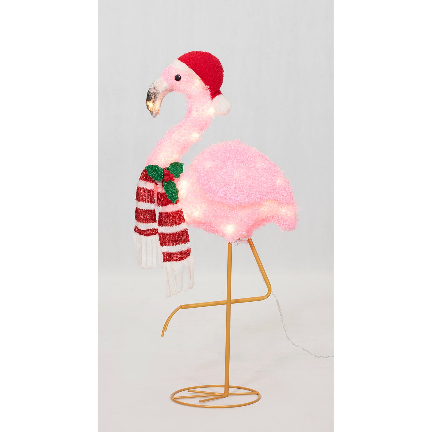 32-Inch Plush Flamingo Christmas Décor