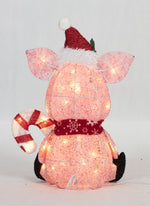 Load image into Gallery viewer, 20&quot; UL Glittering Thread Pig With Candy Cane Sculpture
