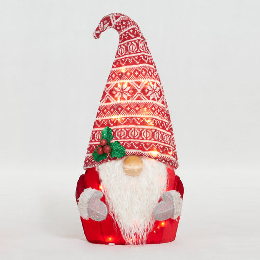 22-Inch Plush Gnome With Red Hat Sculpture Christmas Décor image 2