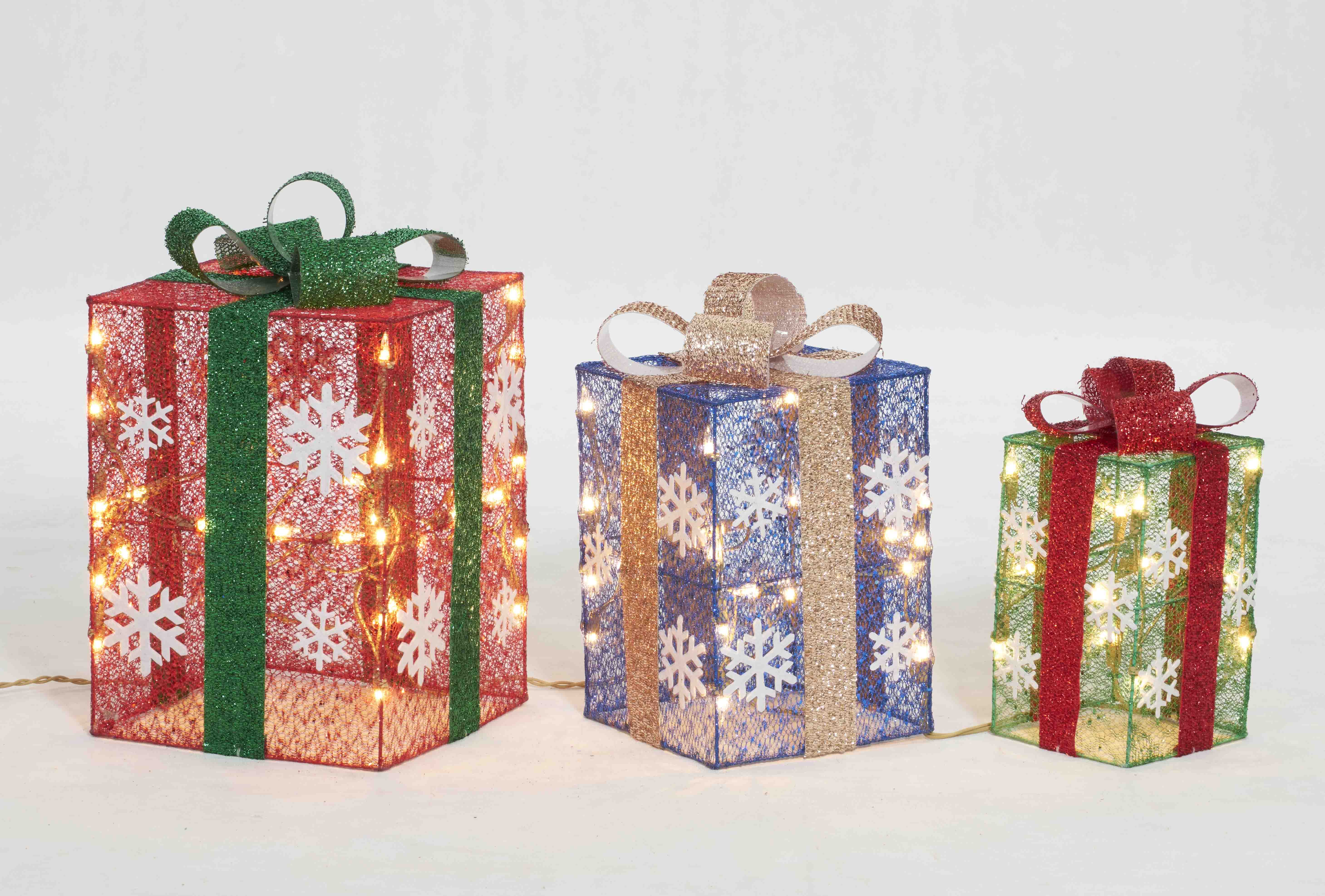 Everstar SET OF 3 UL MULTI GIFT BOX SCULPTURE, Red