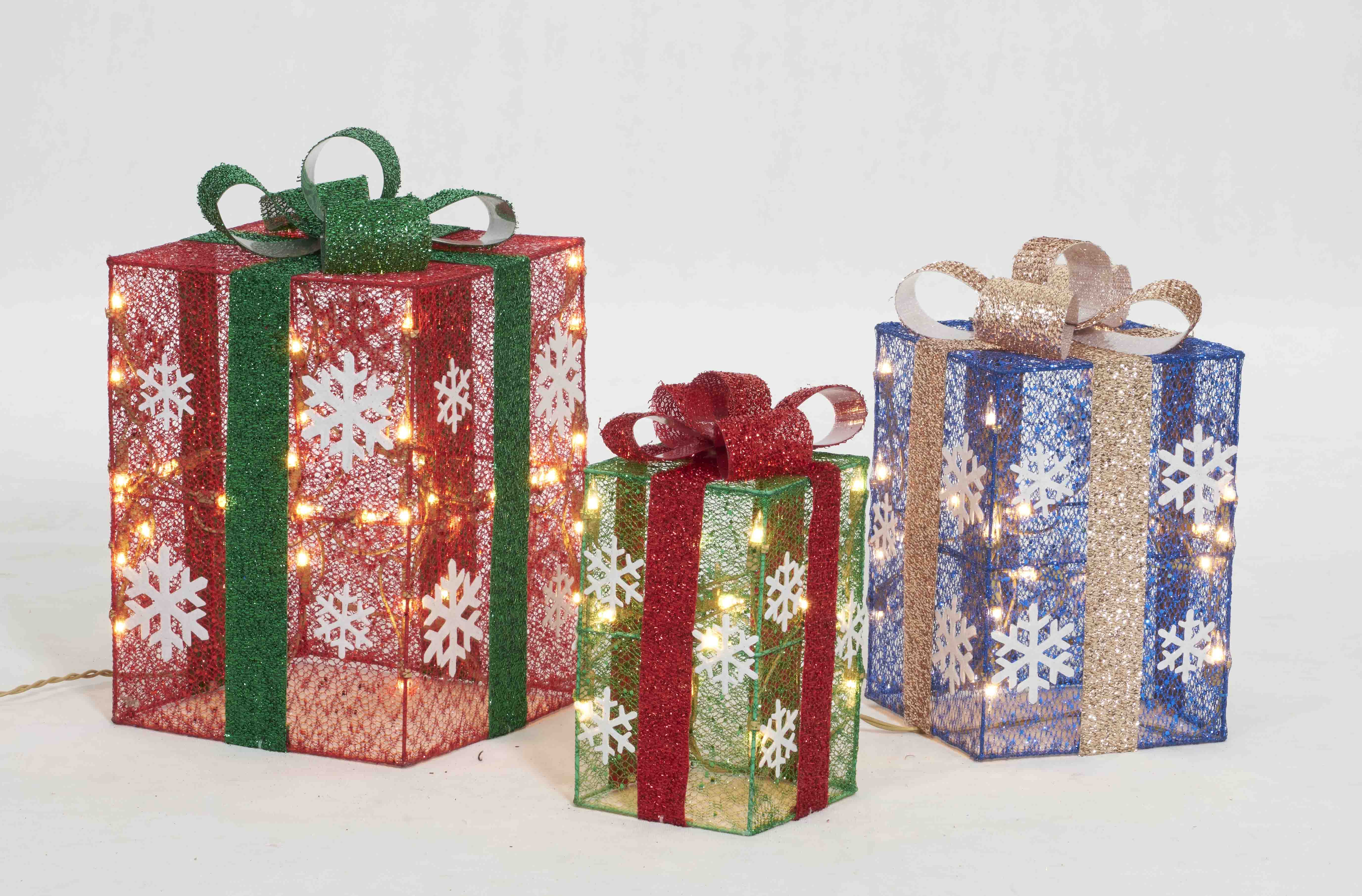 Everstar SET OF 3 UL MULTI GIFT BOX SCULPTURE, Red