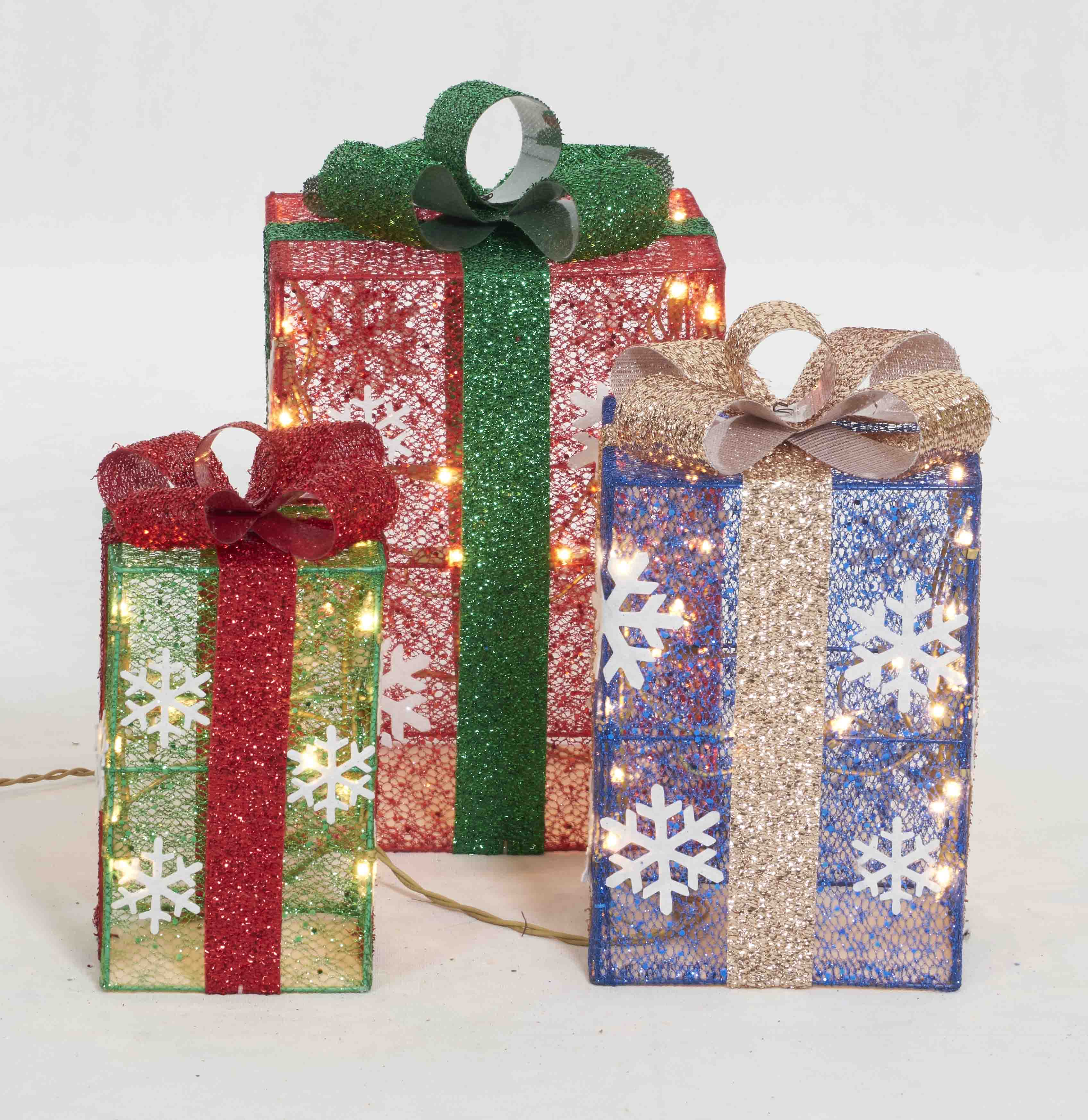 Everstar SET OF 3 UL MULTI GIFT BOX SCULPTURE, Red