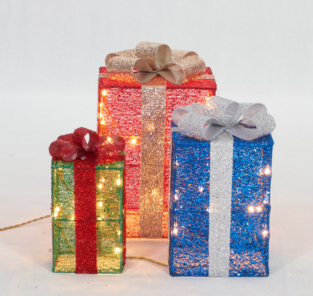 Set of 3 Gift Box Sculpture Christmas Décor image 4