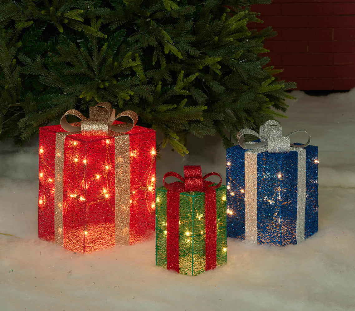 Set of 3 Gift Box Sculpture Christmas Décor image 6