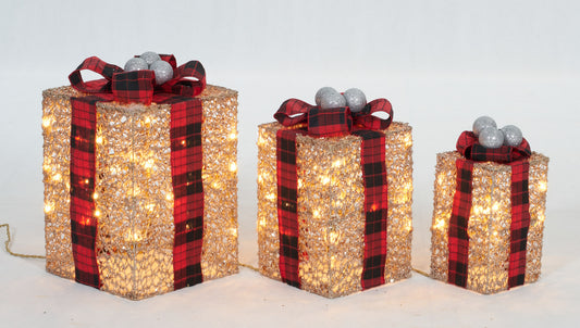 Set of 3 Gift Box Sculpture Christmas Décor image 2