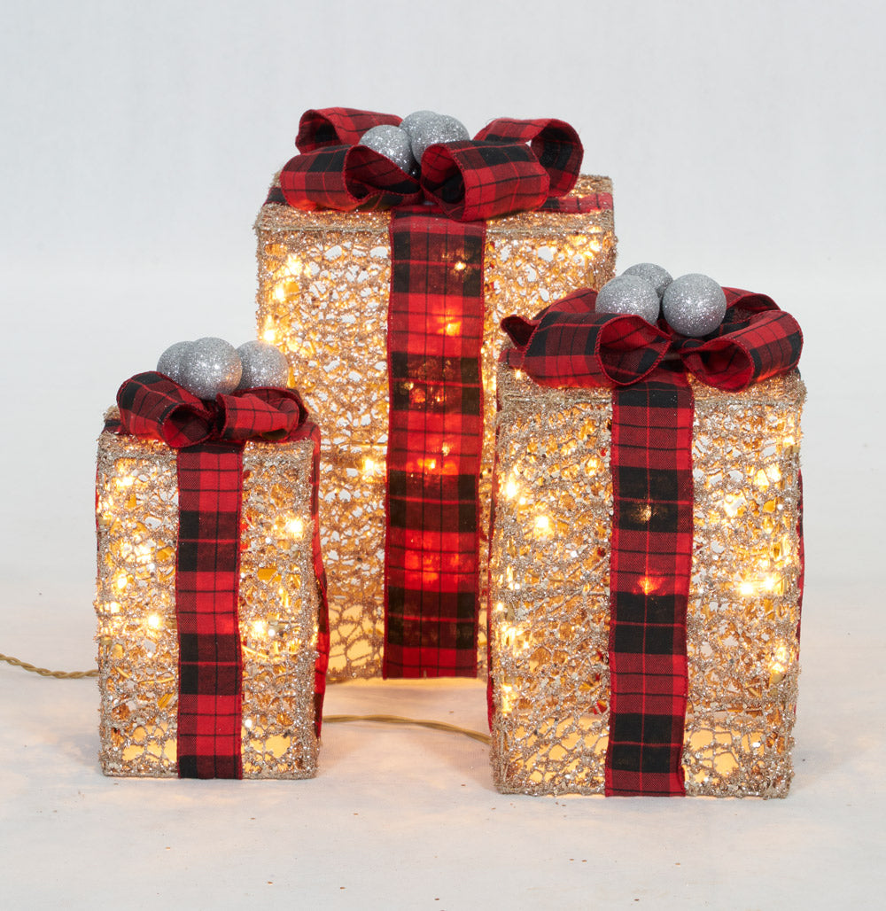 Set of 3 Gift Box Sculpture Christmas Décor image 4