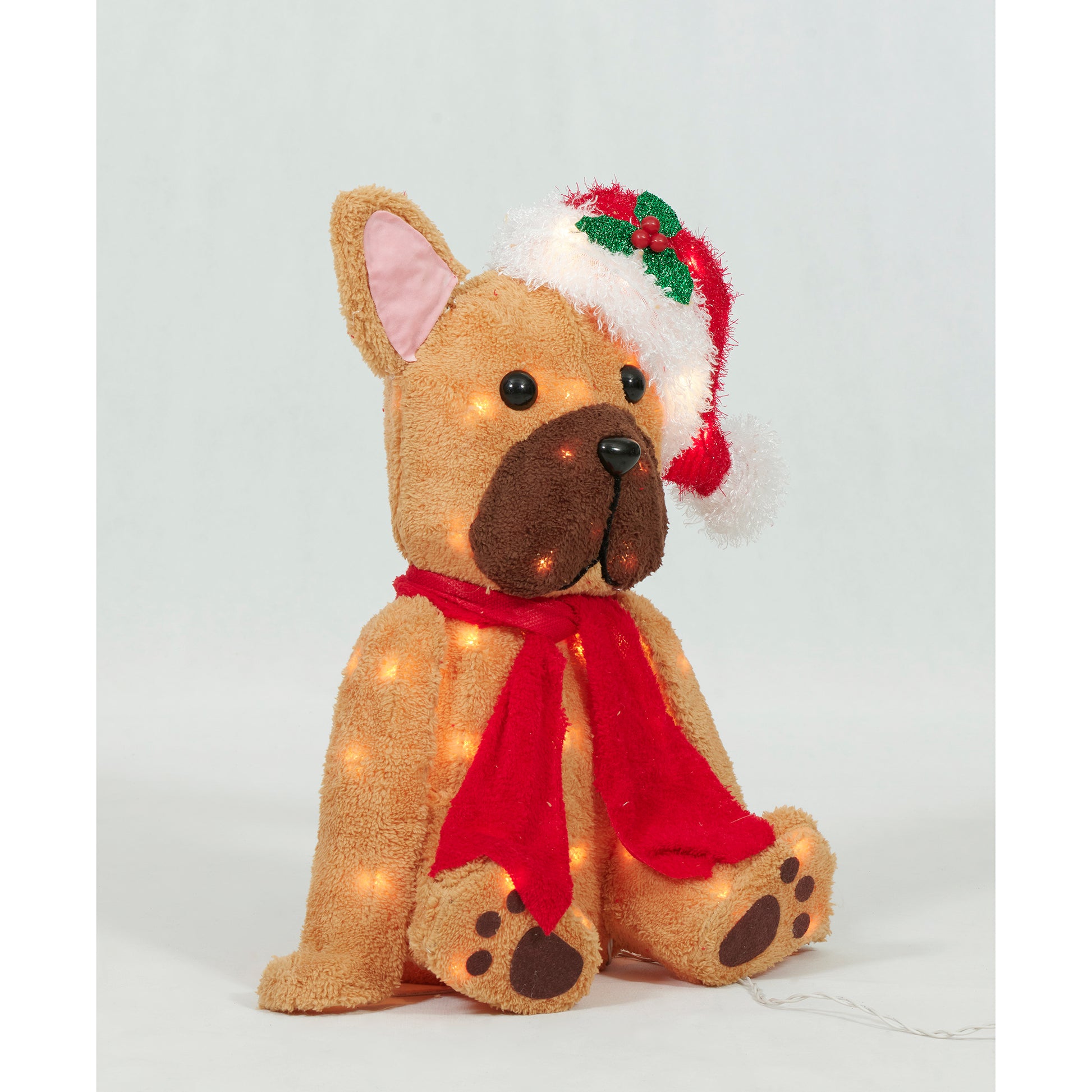 22-Inch Plush Sitting Bulldog With Hat Sculpture Christmas Décor image 4